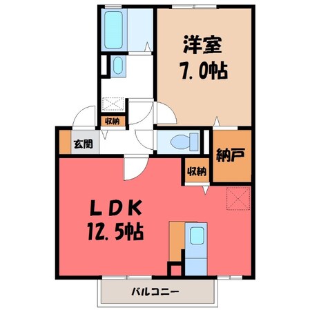 宇都宮駅 バス20分  西中丸停下車：停歩6分 1階の物件間取画像